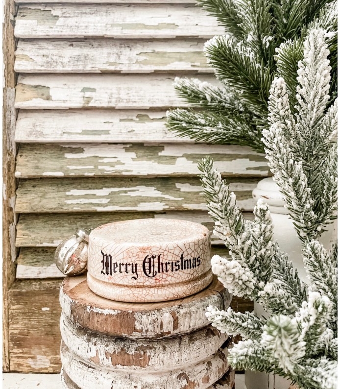 Antique Ironstone Lift w/ Merry Christmas transfer - Holiday